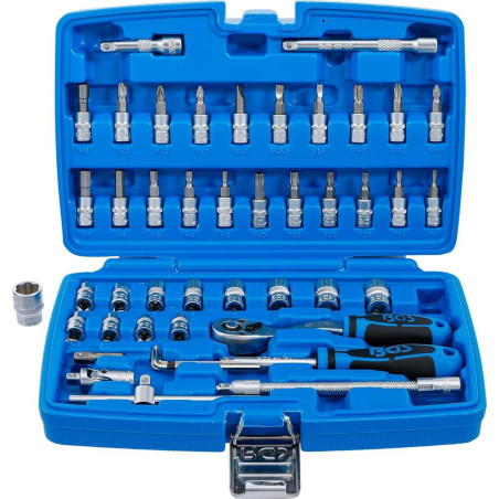 Coffret de Douilles 6,3 mm (1/4) 46 pcs - Pro, Acier, Résistant et Complet - D-Work