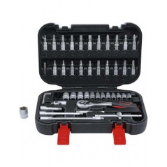 Jeu de Douilles 6,3 mm (1/4) 53 pcs - Polyvalence et Précision, Pro, Acier Résistant - D-Work