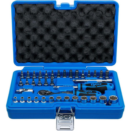 Coffret de Douilles Gear Lock 6,3 mm (1/4 ) - 38 Pièces - Acier Résistant et Pratique - BGS