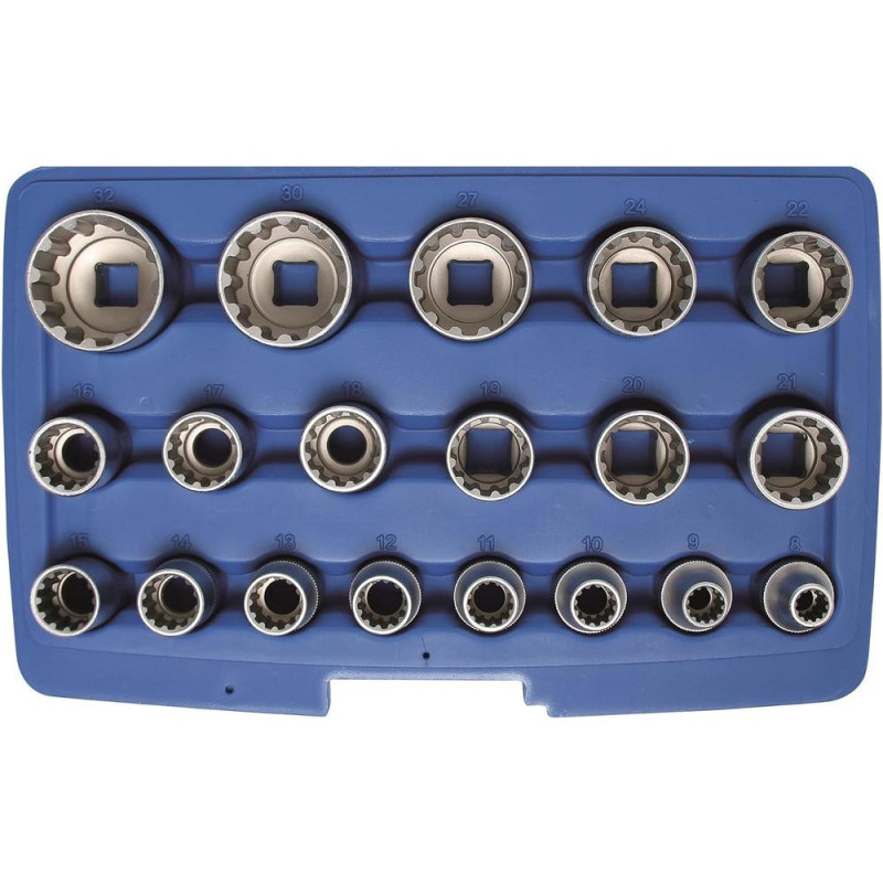 Jeu de Douilles Gear Lock 12,5 mm (1/2 ) - 19 Pièces - Acier Résistant et Précision Professionnelle - BGS
