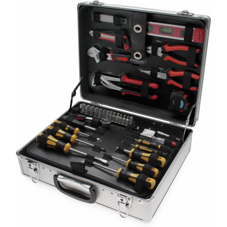 Jeu d Outils dans Malette Aluminium 129 pcs - Complet et Robuste, Acier, Pro - D-Work