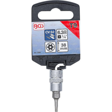 Douille à Embouts 6,3 mm (1/4 ) Profil T Torx T9 - - Précision et Fiabilité - BGS