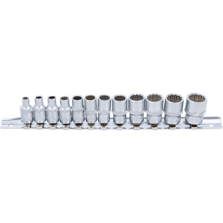 Jeu de Douilles 6,3 mm (1/4) - 12 pcs, Douze Pans - Précision et Polyvalence - Acier Résistant - D-Work