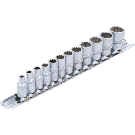 Jeu de Douilles 6,3 mm (1/4) - 12 pcs, Douze Pans - Acier Résistant - Précision et Polyvalence - D-Work