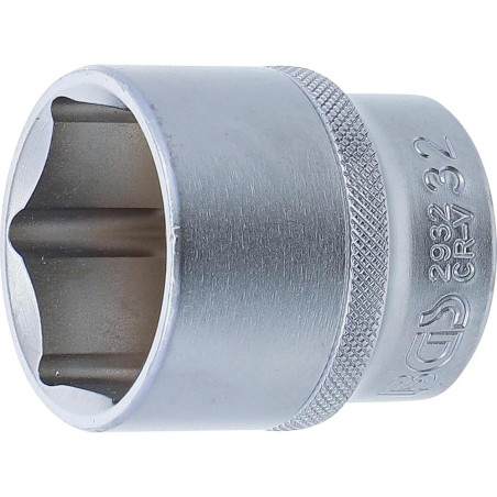 Douille pour Clé Six Pans 12,5 mm (1/2) - 32 mm - Usage Professionnel - Acier Résistant - D-Work
