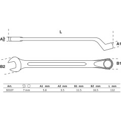 Clé Mixte Coudée 7 mm - Acier, Précision et Maniabilité, Zones Difficiles - D-Work