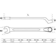 Clé Mixte Coudée 6 mm - Acier Résistant - Précision et Maniabilité - BGS