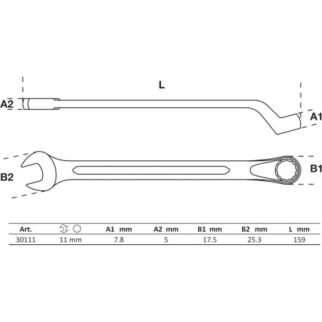 Clé Mixte Coudée 11 mm - Acier, Précision et Robustesse - BGS