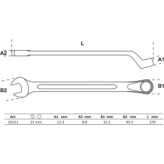 Clé Mixte Coudée 21 mm - Acier, Précision et Robustesse - BGS