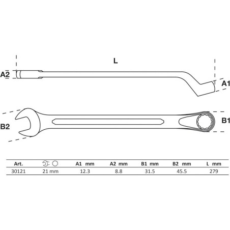 Clé Mixte Coudée 21 mm - Acier, Précision et Robustesse - BGS