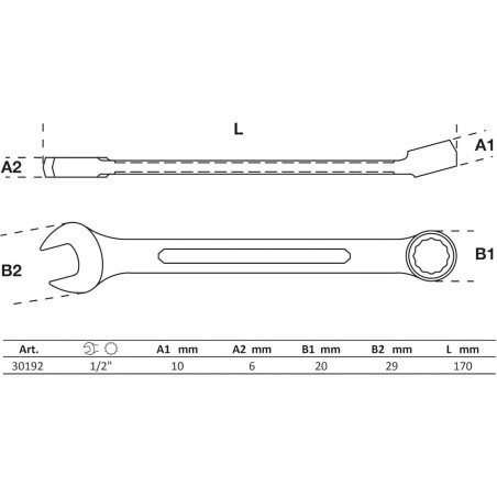 Clé Mixte 1/2 - Acier, 16,9 cm - Précision et Robustesse - BGS