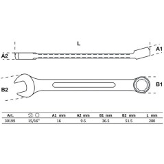 Clé Mixte 15/16 - Outil de Serrage Polyvalent, Pro, Acier Résistant - D-Work