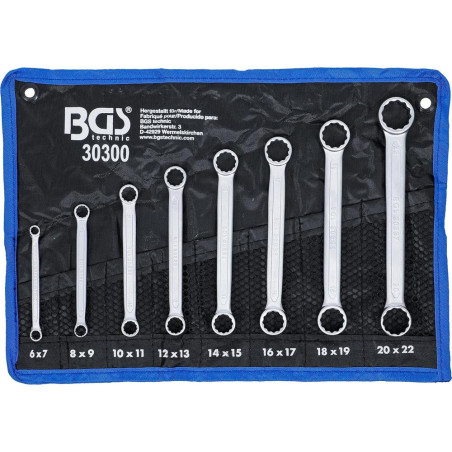 Jeu de Clés à Œil Doubles Extra Plates 6-22 mm - 8 Pièces - Acier Résistant et Précision d Usage - BGS