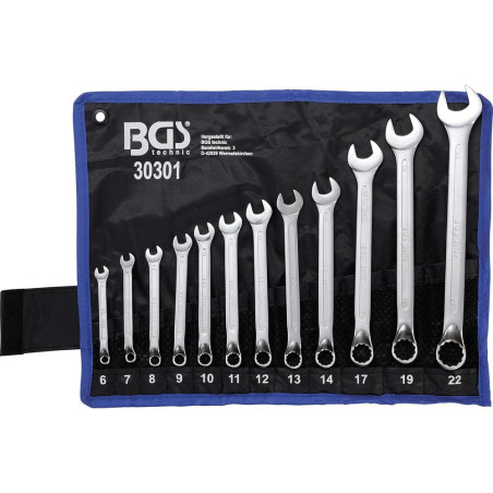 Jeu de Clés Mixtes Coudées 6-22 mm - 12 pcs, Acier Résistant et Précision Professionnelle, Zones Difficiles - D-Work