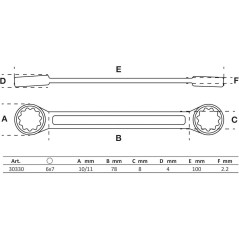 Clé Polygonale Double Embouts Extra Plate 6 x 7 mm - Acier Résistant - Précision et Maniabilité - BGS