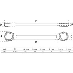 Clés Polygonales Double Embouts Extra Plates 10 x 11 mm - - Précision et Accessibilité - BGS