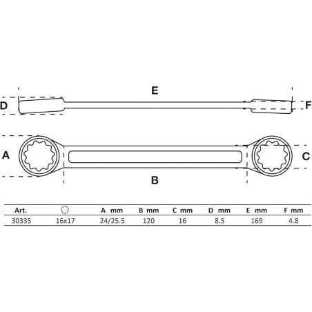 Clé Polygonale Double Embouts Extra Plate 16x17 mm - Acier Résistant - Précision et Maniabilité - BGS