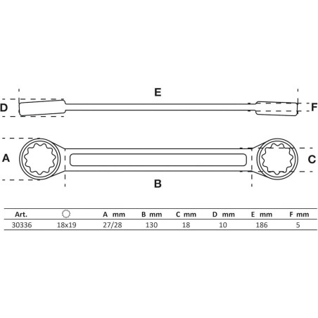 Clé Polygonale Double Embouts Extra Plate 18 x 19 mm - Acier Résistant - Précision et Maniabilité - D-Work