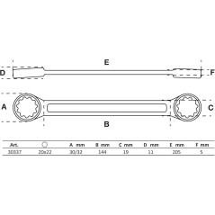 Clé Polygonale Double Embouts Extra Plate 20x22 mm - Acier Résistant - Accès Facile et Précis - BGS