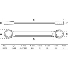 Clé Polygonale Double Embouts Extra Plate 21x23 mm - Acier Résistant - Accès Facile et Précis - BGS