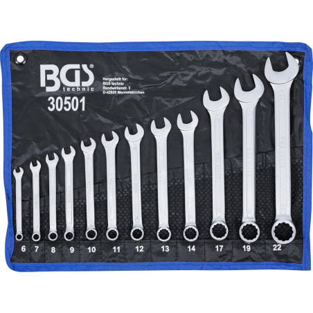 Jeu de Clés Mixtes 6-22 mm - 12 Pièces - Acier Résistant et Pratique pour Mécanique et Bricolage - BGS