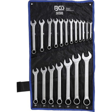Jeu de Clés Mixtes 8-32 mm - 19 Pièces - Acier Résistant et Pratique pour Mécanique et Bricolage - BGS