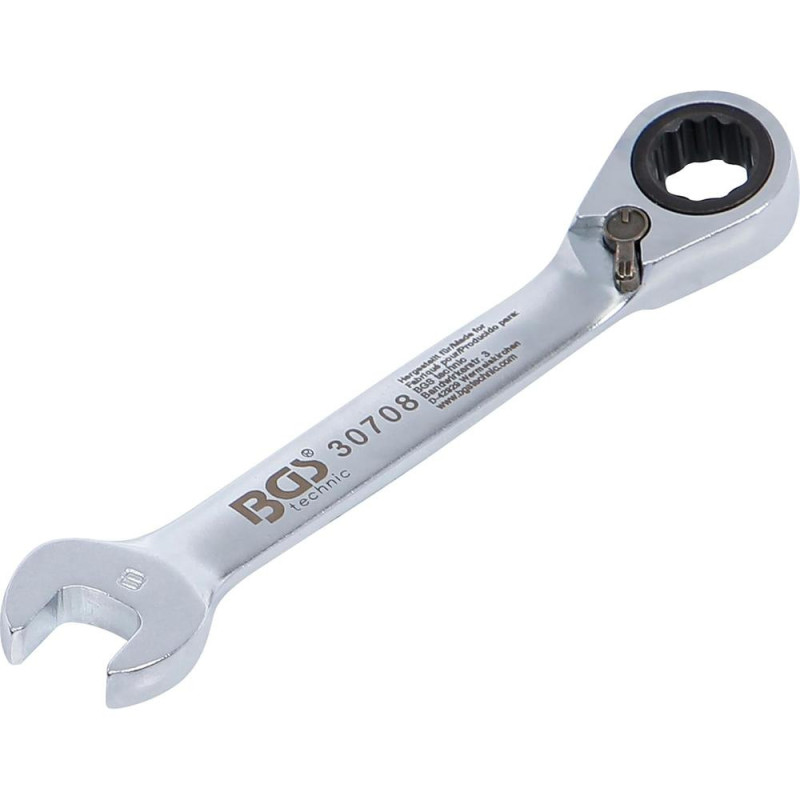 Clé Mixte à Cliquet Courte Réversible 8 mm - - Précision et Maniabilité - BGS