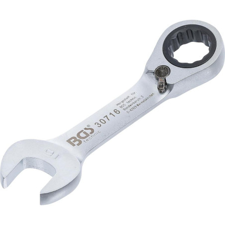 Clé Mixte à Cliquet Courte Réversible 16 mm - Précision et Maniabilité - BGS