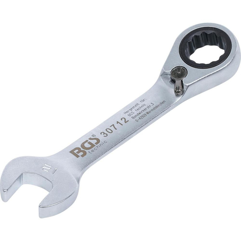 Clé Mixte à Cliquet Courte Réversible 12 mm - - Précision et Maniabilité - BGS