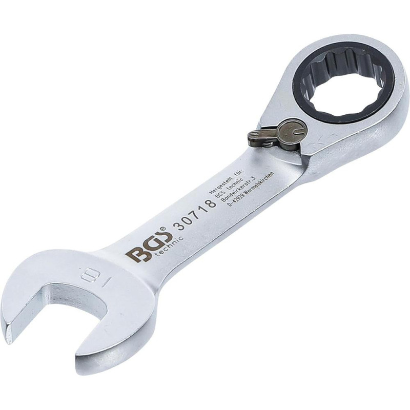 Clé Mixte à Cliquet Courte Réversible 18 mm - - Précision et Maniabilité - BGS