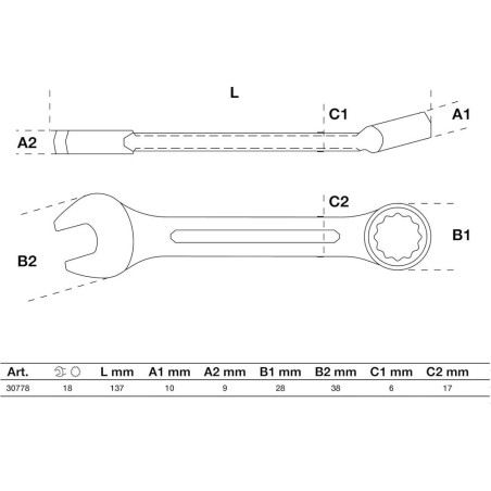 Clé Mixte Extra Courte 18 mm - Acier Résistant - Précision et Maniabilité - BGS