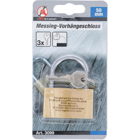 Cadenas en Laiton 50 mm - Résistant et Sécurisé - - BGS