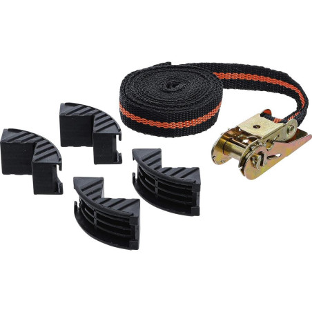 Sangle à Cliquet 5m x 25mm - 4 Mâchoires de Protection - Fixation Sécurisée et Résistante - D-Work