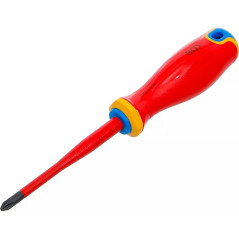 Tournevis VDE Pointe Extra Fine Cruciforme PH2 - 27,7 cm - Acier, Pro (Isolation et Précision) - D-Work