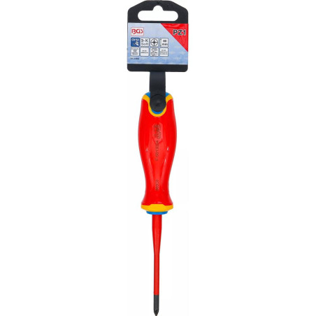 Tournevis VDE Pointe Extra Fine Cruciforme PZ1 - 24,9 cm - Isolation Sécurisée et Précision - BGS