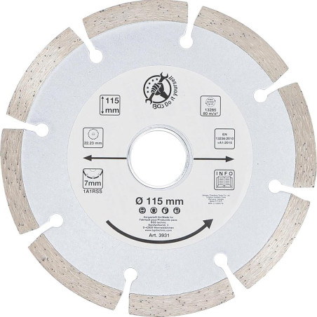 Disque de Coupe en Segments 115 mm - Résistant et Précis - Découpe Efficace - BGS