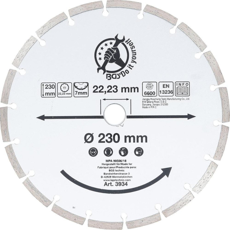Disque de Coupe en Segments 230 mm - Coupe Précise et Durable - BGS