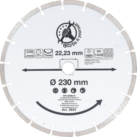 Disque de Coupe en Segments 230 mm - Coupe Précise et Durable - BGS