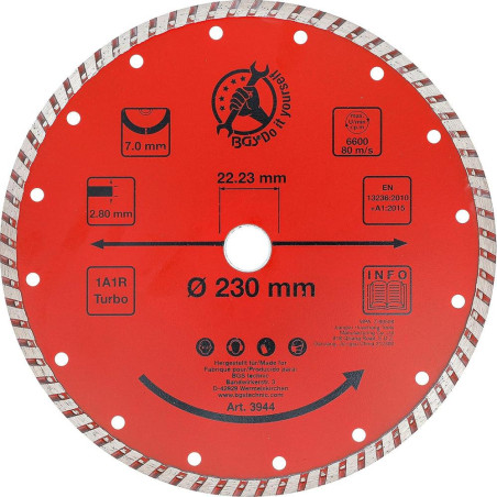 Disque de Coupe Turbo 230 mm - Haute Performance - Coupe Rapide et Précise, Acier, Pro - D-Work