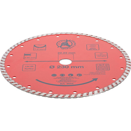 Disque de Coupe Turbo 230 mm - Haute Performance - Coupe Rapide et Précise, Acier, Pro - D-Work