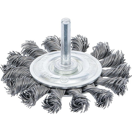 Brosse Plate Tressée D.75 mm - Arbre d Entraînement 6 mm - Résistante et Précise, Pro - D-Work