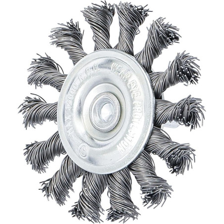Brosse Plate Tressée D.75 mm - Arbre d Entraînement 6 mm - Résistante et Précise, Pro - D-Work