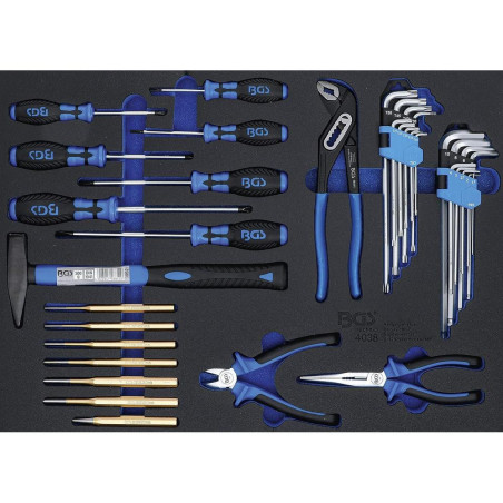 Insert de Servante d Atelier 3/3 - 36 Pièces Marteaux, Pinces, Tournevis - Outils Complets et Pratiques - - BGS