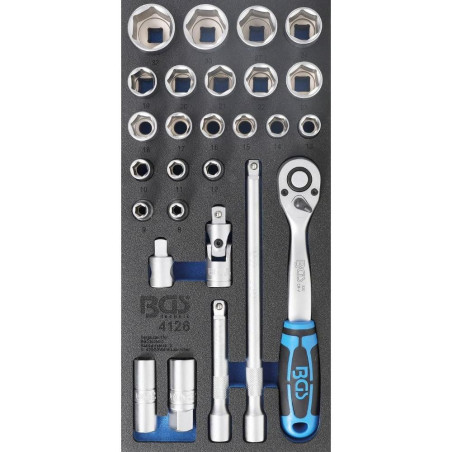 Insert de Servante d Atelier 1/3 - Jeu de 27 Douilles 12,5 mm (1/2) - Organisation et Accessibilité Optimale - BGS
