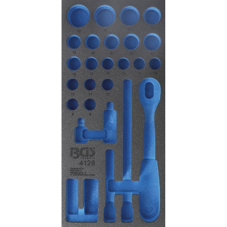 Insert de Servante d Atelier 1/3 - Jeu de 27 Douilles 12,5 mm (1/2) - Organisation et Accessibilité Optimale - BGS