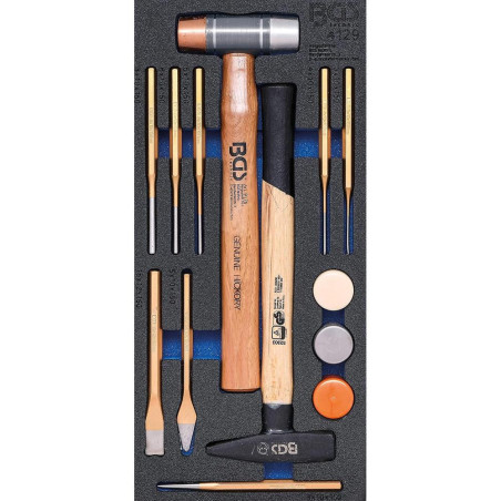 Insert de Servante d Atelier 1/3 - Jeu de 14 Marteaux et Burins - Outils Robustesse et Précision - D-Work