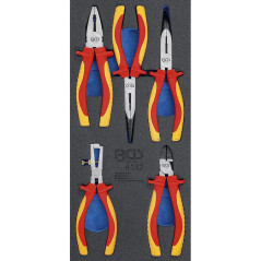Insert de Servante d Atelier 1/3 - Jeu de 5 Pinces VDE - Isolation Sécurisée et Précision - BGS