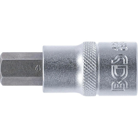 Douille à Embouts 12,5 mm (1/2 ) - Six Pans Intérieurs 12 mm - Précision et Robustesse - BGS