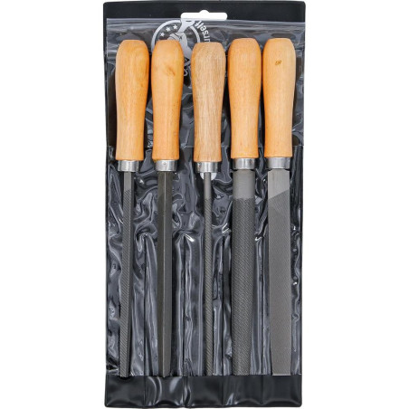 Jeu de Limes 5 pcs 150 mm - Manche en Bois - Précision et Confort d Utilisation, Acier - D-Work