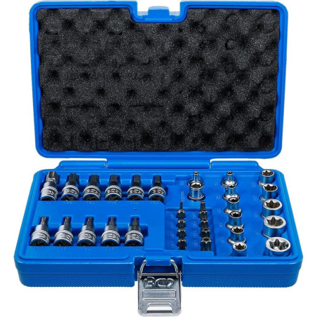 Jeu d Embouts et Clés à Douille 10 mm (3/8 ) - Profil E et T (Torx) - 34 Pièces, Acier Résistant - Polyvalence et Précisio - BGS